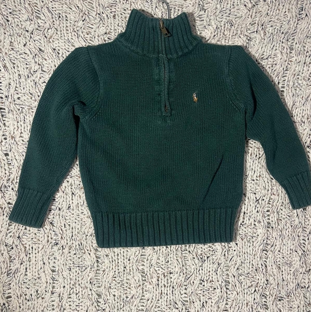 Ralph Lauren Dark Green Zip-Up Sweater Size 3T